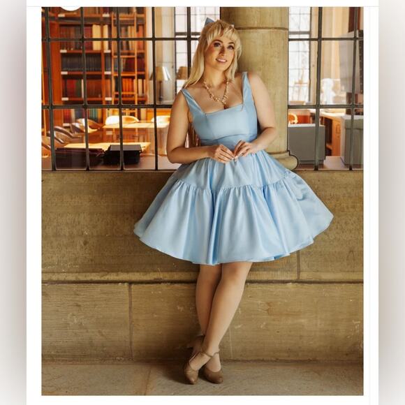 Chelsea Reece Dresses & Skirts - Square-Neck Tiered Mini Dress in Light Blue